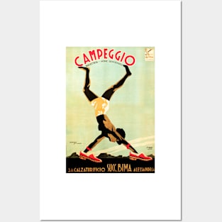 CAMPEGGIO Italian Leather Shoes by Mario Borrione 1932 Art Deco Vintage Lithograph Posters and Art